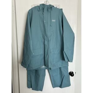 Coleman PVC/Polyester Heavy Duty Rain Suit Pants Jacket Size XL Adult Teal